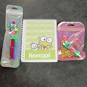 Keroppi Spiral Notebook with Pen & Keychain Set